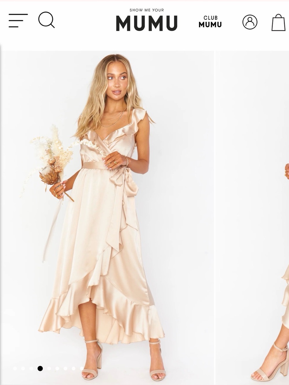 Show Me Your MuMu Champagne Satin High-Low Wrap Dress